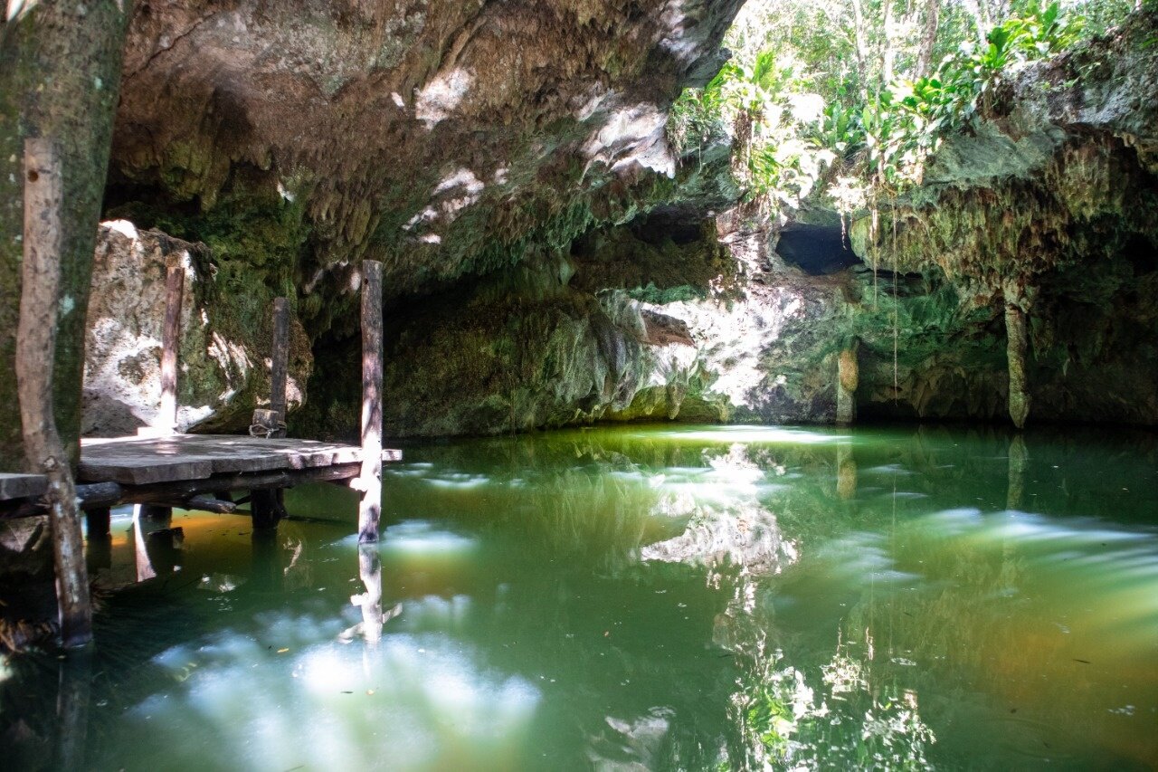 Bestbuytourscozumel Cozumel Atv Jade Cenote Tour Cenote Green Water Wooden Platform