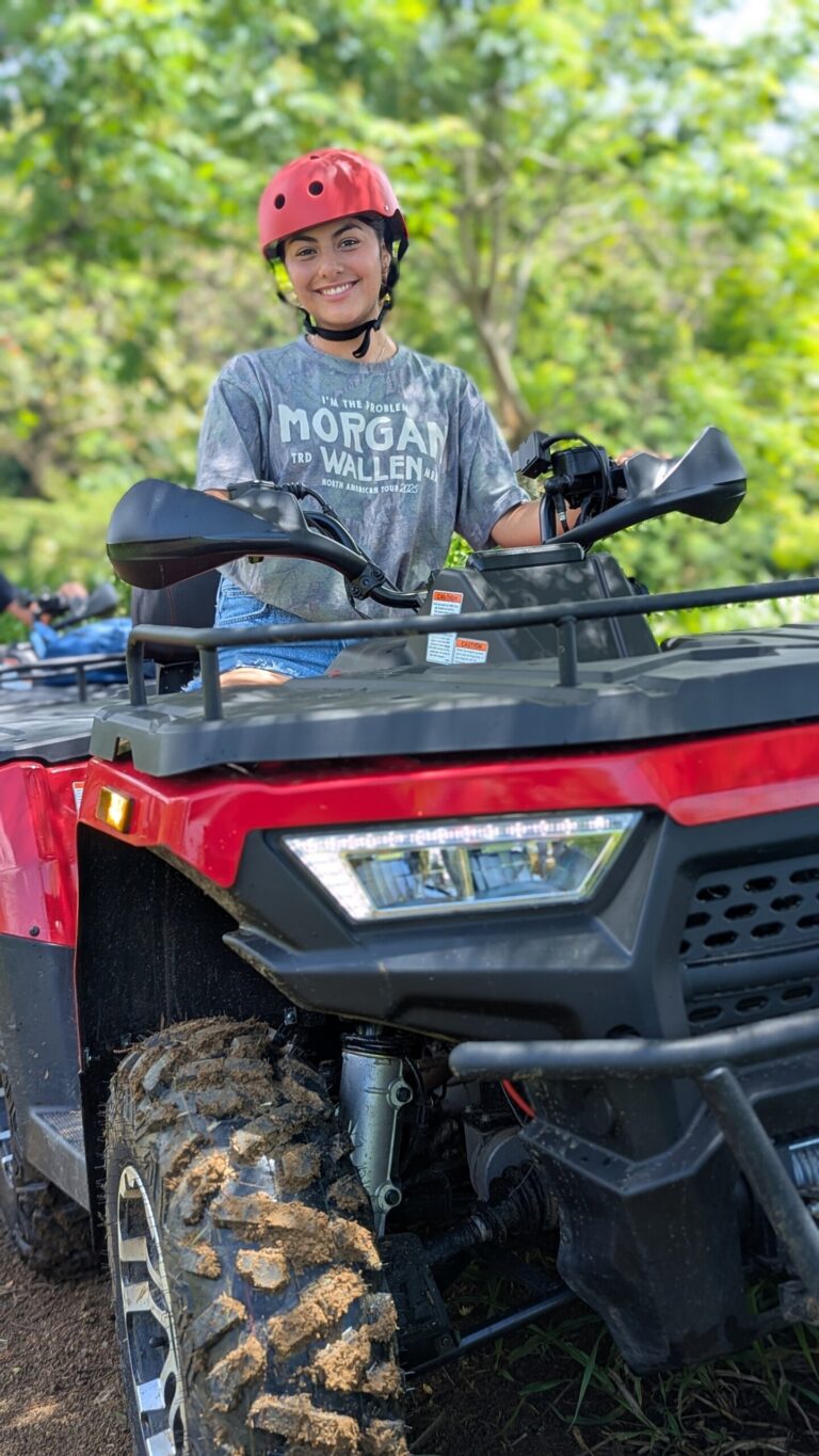 Endlessadventures Off Road Atv Adventure Atv Rider Red Helmet Green Forest